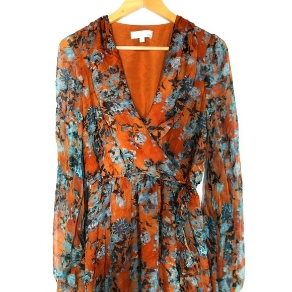 Caroline Constas Vivian Silk Gown  Wrap Multicolor L - Picture 10 of 15